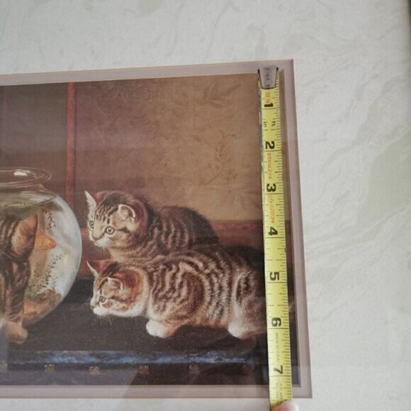 Vintage Curious Kittens Framed Print 15.5" x 17.5" Couldery Art "Fishing Party" - Picture 8 of 10